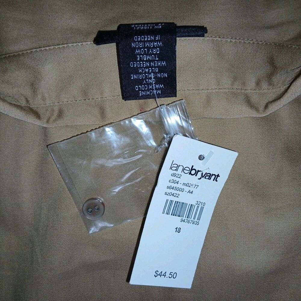 NWT LANE BRYANT Womens 18 Career Office Crisp Button Stretch Gold Top Blouse - Picture 9 of 9